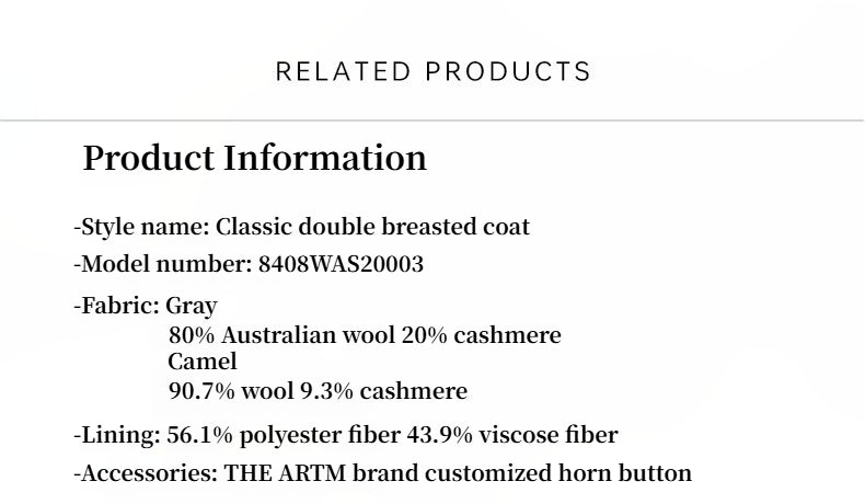 "Sandbank" sheep wool cashmere blend classic tie shoulder sleeve double-breasted coat jacket women
