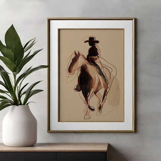 Shadow Rider - Equestrian Silhouette Art Poster