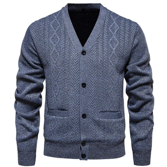 Cardigan Men's Long-Sleeved Striped Fall Winter Sweater