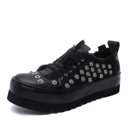 Niche Design Leather Canvas Breathable Handmade Shoes