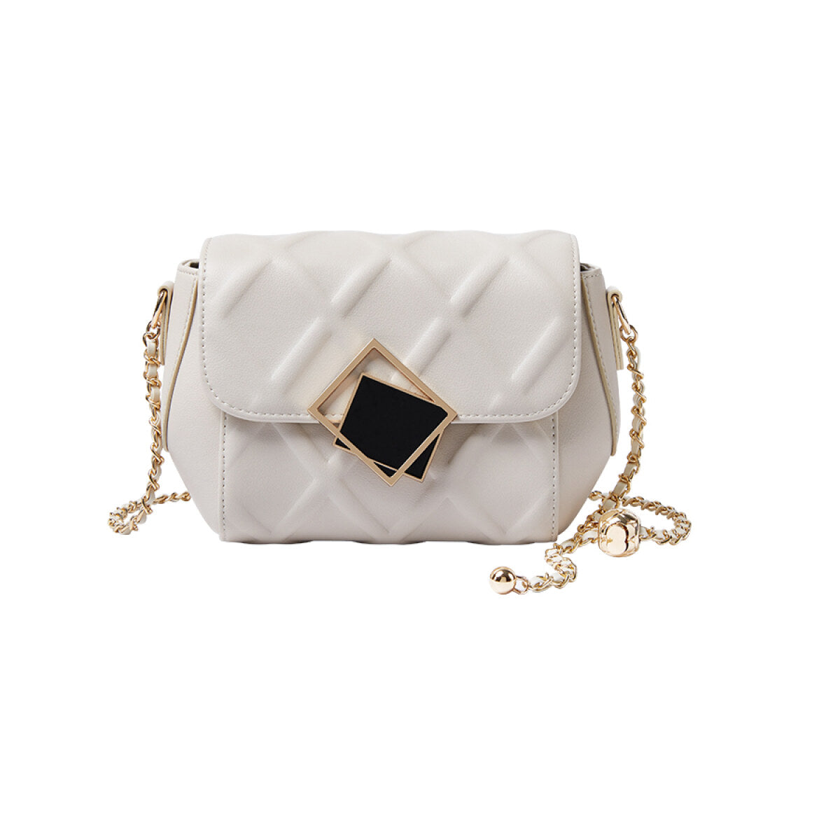 Geometric Lock Quilted Shoulder Bag-5