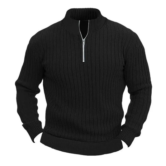 Leisure Pullover Solid Color Stand Collar Long Sleeve Men's Sweaters