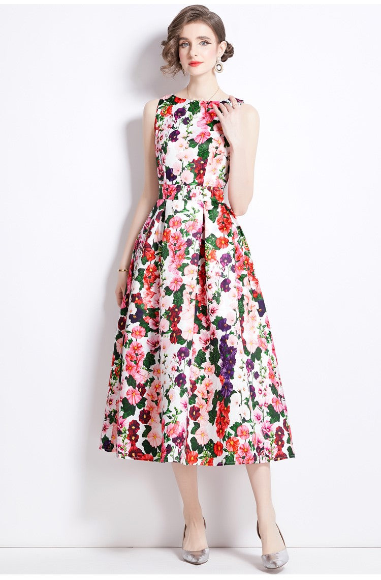 Sleeveless High Waist Tailored Fit and Flare A Line Dress-4
