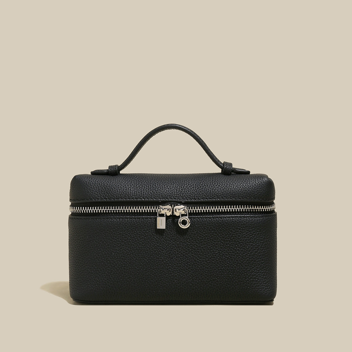 Traveler's Top-Handle Rectangle Box Mini Make Up Bag-0