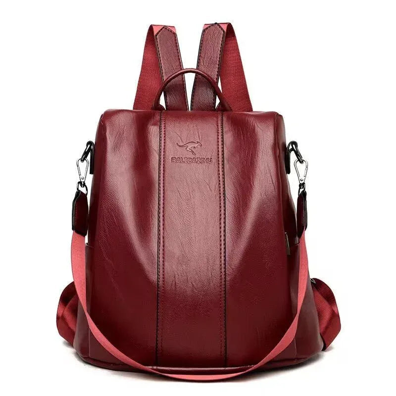 Women's Large Capacity Backpack Soft Leather Travel Bag