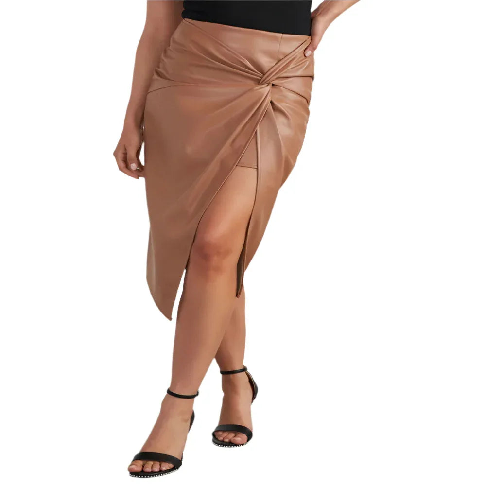 Women's Split Mid-Length Hot Girl Leather Hip Skirt